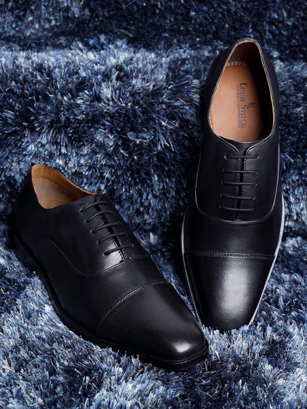 Louis Stitch Men’s Black Premium Leather Patina Oxford Shoes Size 7 or 8 (UK 40)